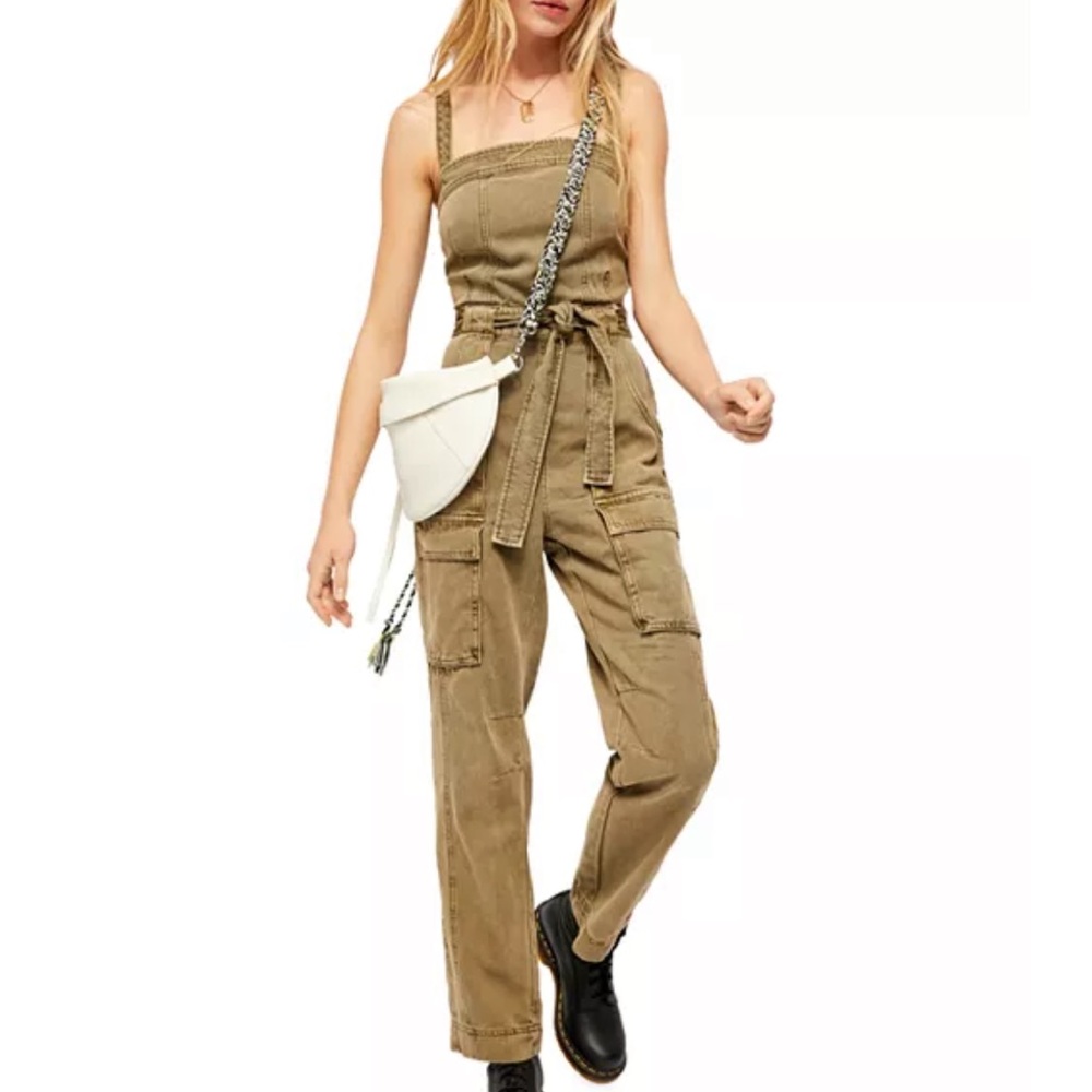 Free People Go West Tie Waist Utility Jumpsuit